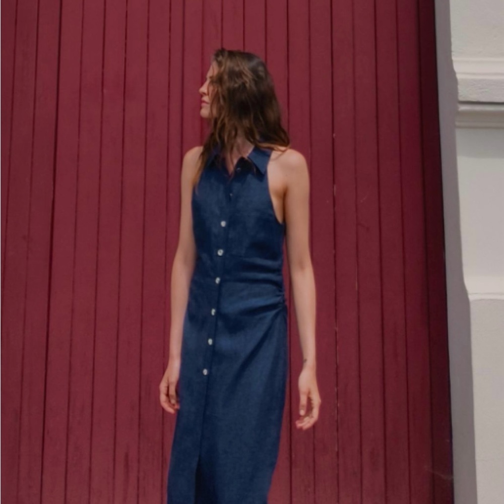 Denim Button-Down Dress